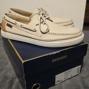 Sebago Ryde 2 Eyed B226048 Nubuck Beige/Tan Mens Sz 8.5 M EUC